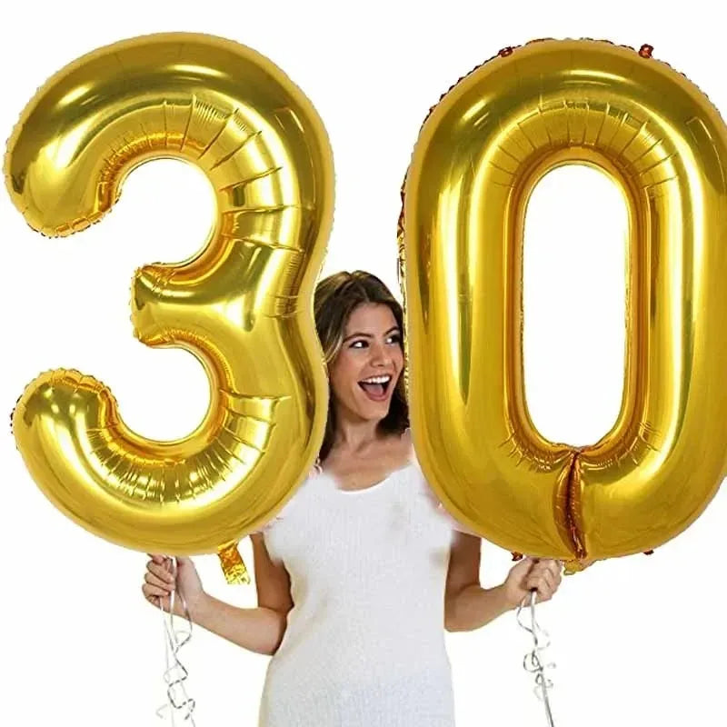 Gold Number Balloons for Milestone Birthdays | Large 40 Inch Foil Set