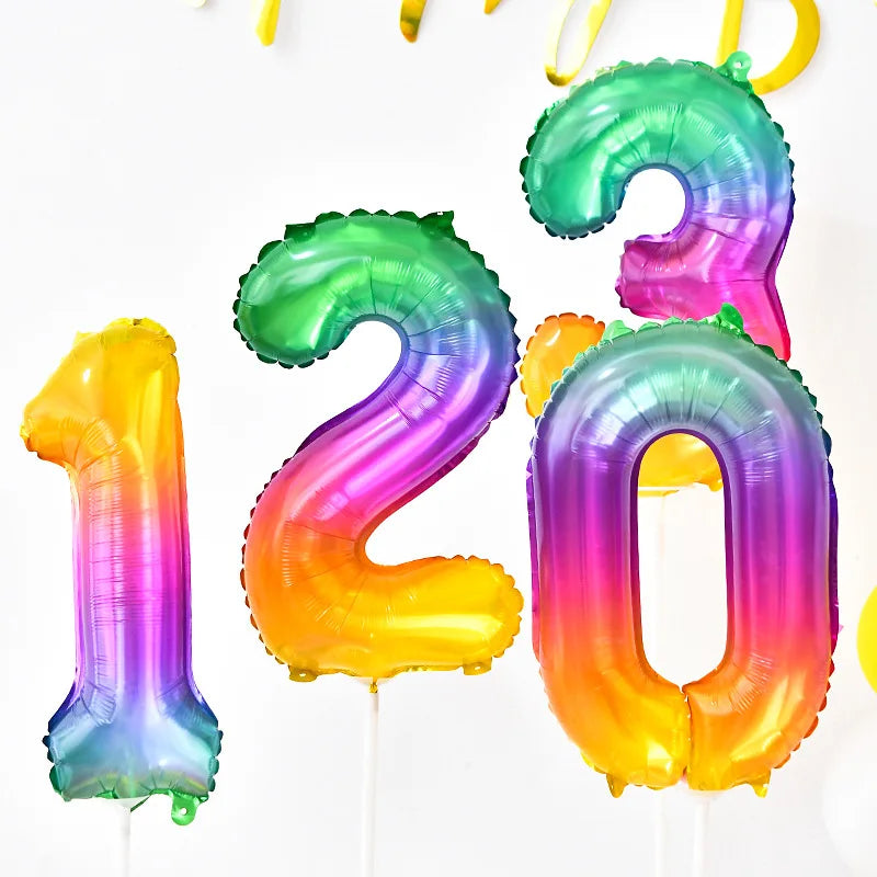 Rainbow Jelly Number Balloon 16 Inch | Birthday Party Decoration