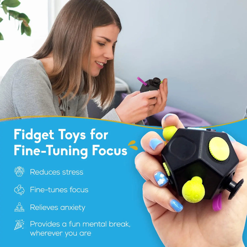12 Sides Fidget Cube | Anti Stress Sensory Toy for Focus and Calm