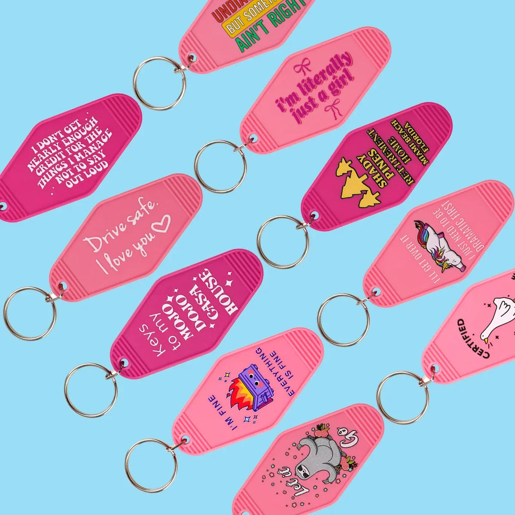 Plastic Key Chain for Keys | Pink Rhombic Key Tag Gift