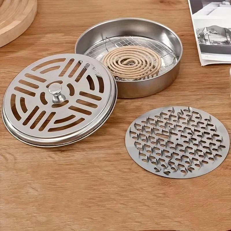 Stainless Steel Mosquito Coil Tray With Cover | Large Portable Mosquito Coil Holder Box