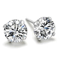 925 Sterling Silver Zircon Crystal 4 Claw Cut Stud Earrings | Fine Jewelry for Women