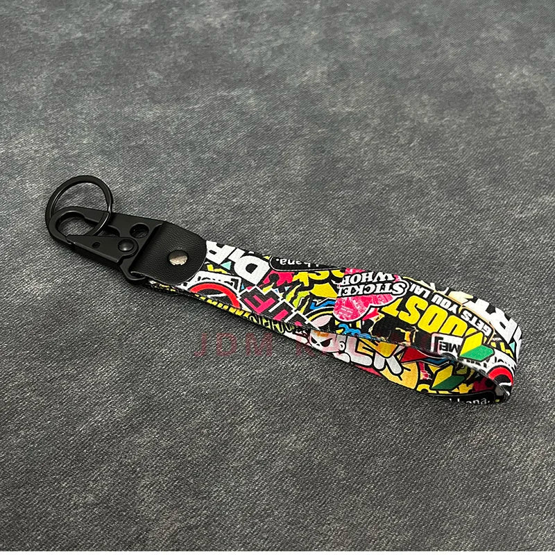 Nylon Key Strap Embroidery Lanyard | JDM Racing Car Keychain