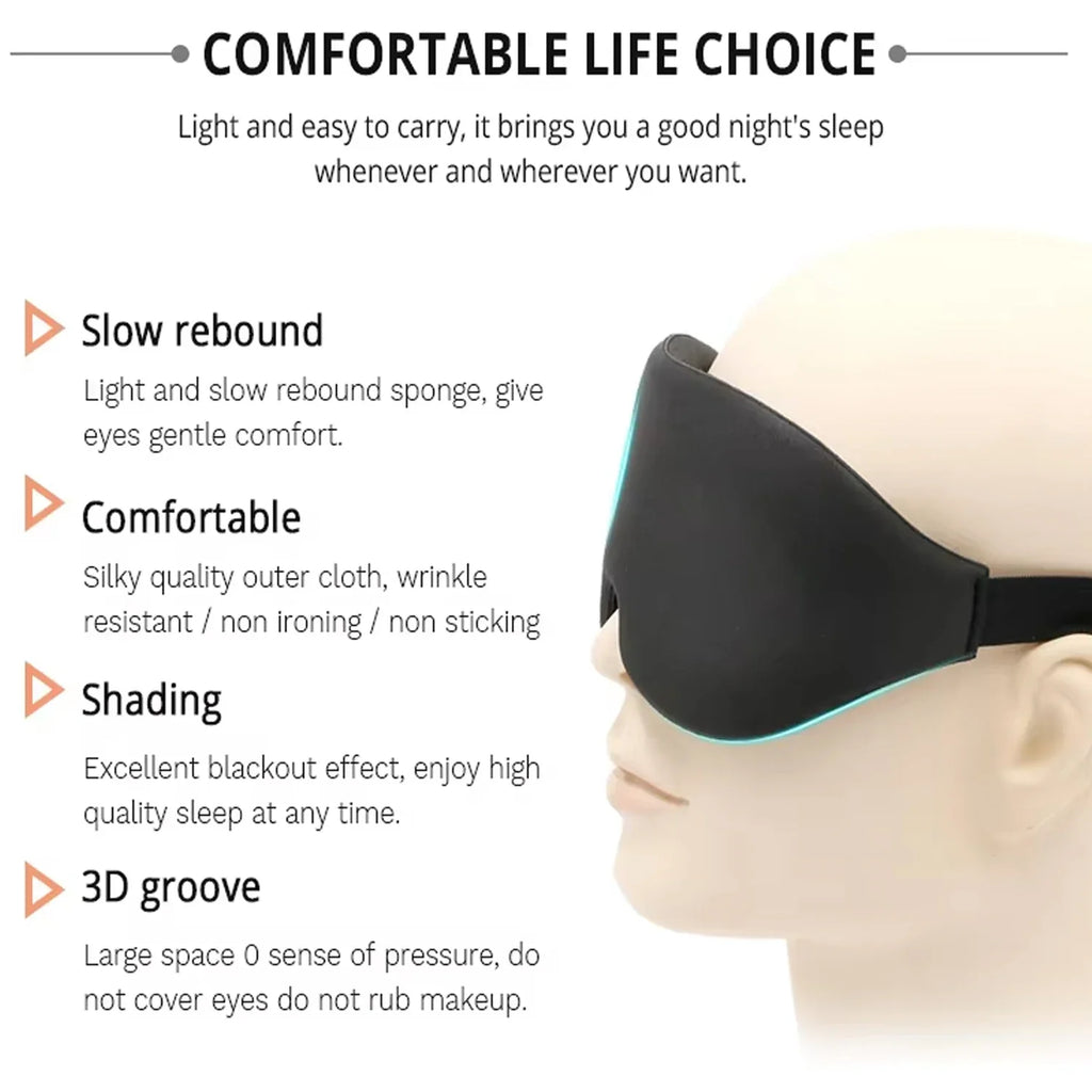 3D Sleep Mask with Zero Eye Pressure | Light Blocking Travel Eye Mask