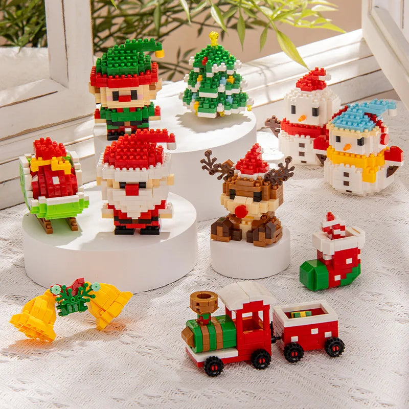 Christmas Micro Building Block Set | Santa and Reindeer Puzzle Toy