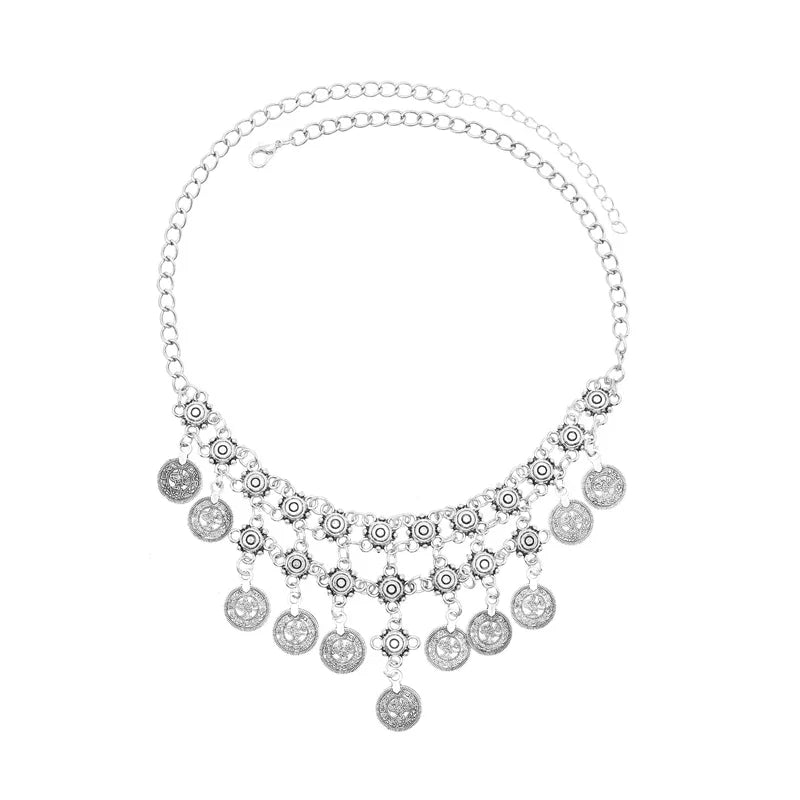 Vintage Coin Tassel Necklace | Bohemian Ethnic Charm Choker for Women