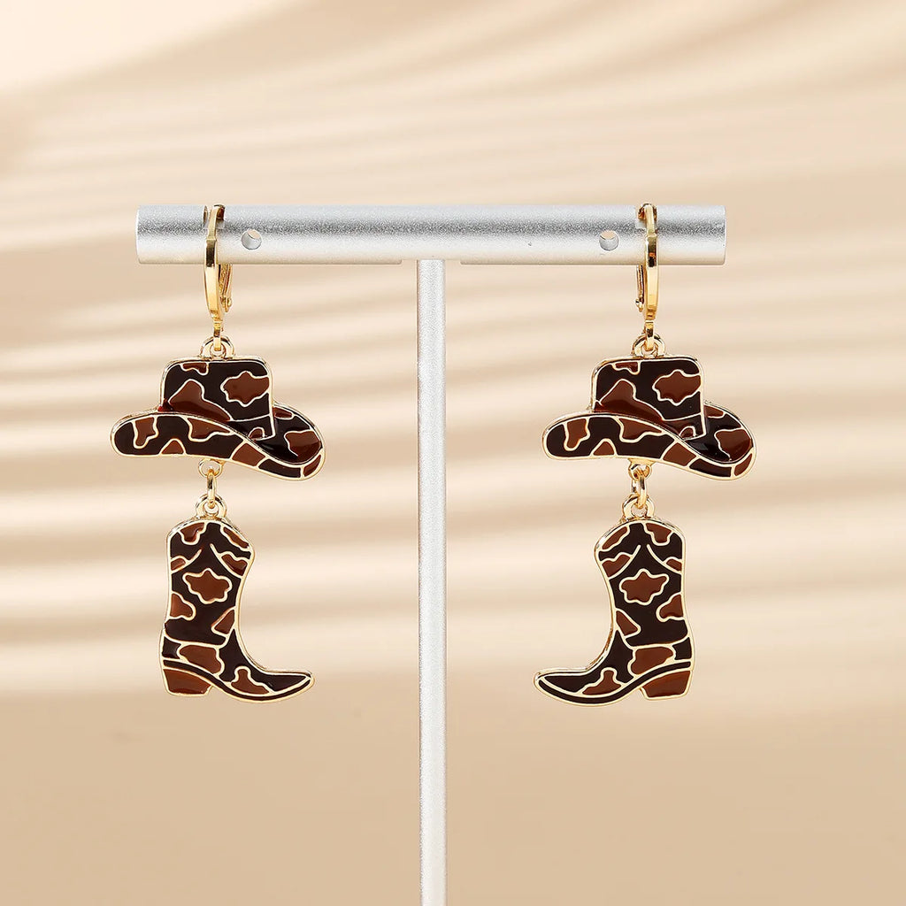 Western Cowboy Boots and Hat Drop Earrings | Vintage Punk Jewelry for Women