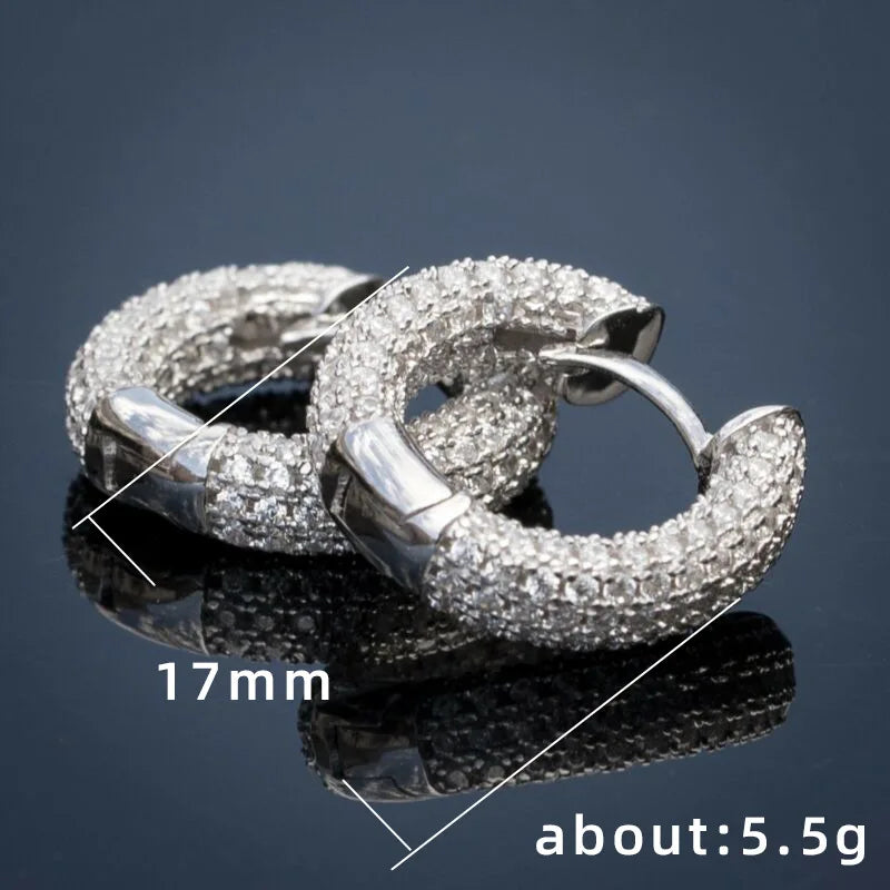 Shiny White Zircon Hoop Earrings | Simple Daily Wear for Women and Men