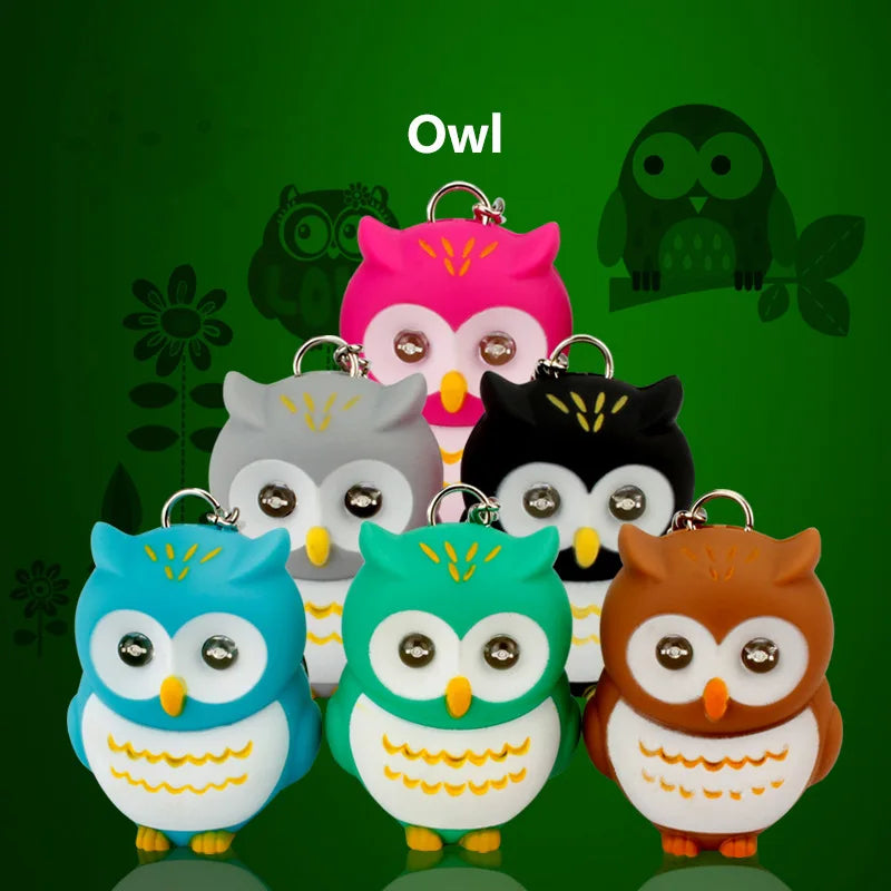 LED Owl Keychain with Sound and Light | Cute Bag Pendant for Keys