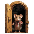 Whimsical 3D Mouse Hole Wall Decal | Adorable Red-Coated Mouse Peeking Design PVC Sticker
