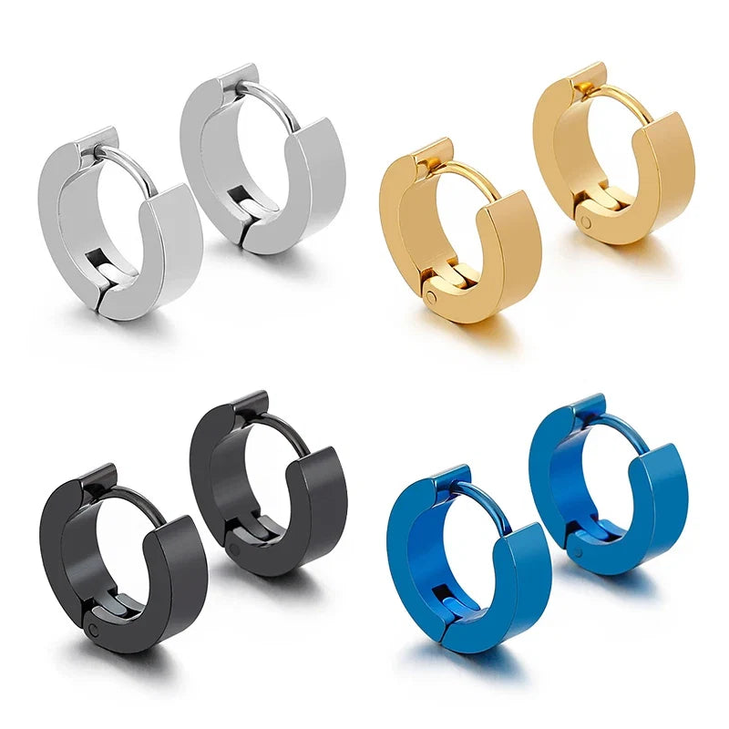 Stainless Steel Punk Ear Circle Earrings | Unisex Gothic Fashion Jewelry