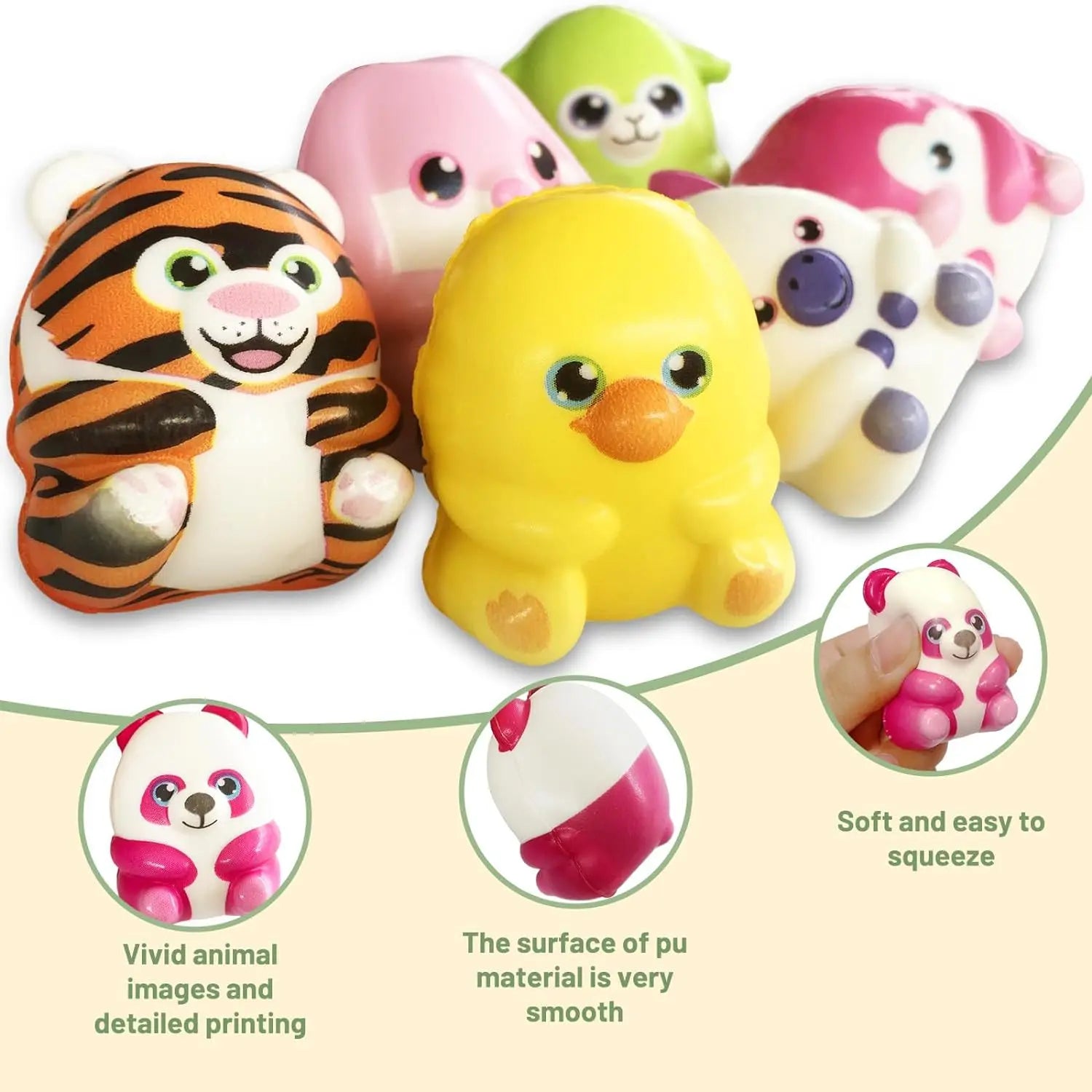Mochi Squishies Cartoon Animal Stress Ball Fidget Toys | Push Rebound Relief for Kids Party Favors