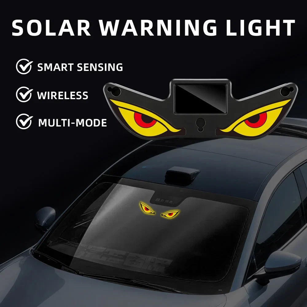 Solar Devil’s Eye Car Window Light | USB-C Rechargeable Flashing Warning Lamp