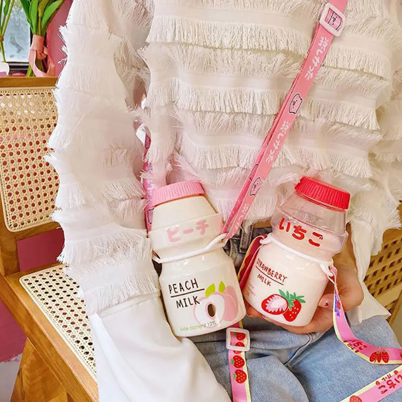 480ml Kawaii Plastic Water Bottle for Girls | Cute Reusable Drinkware