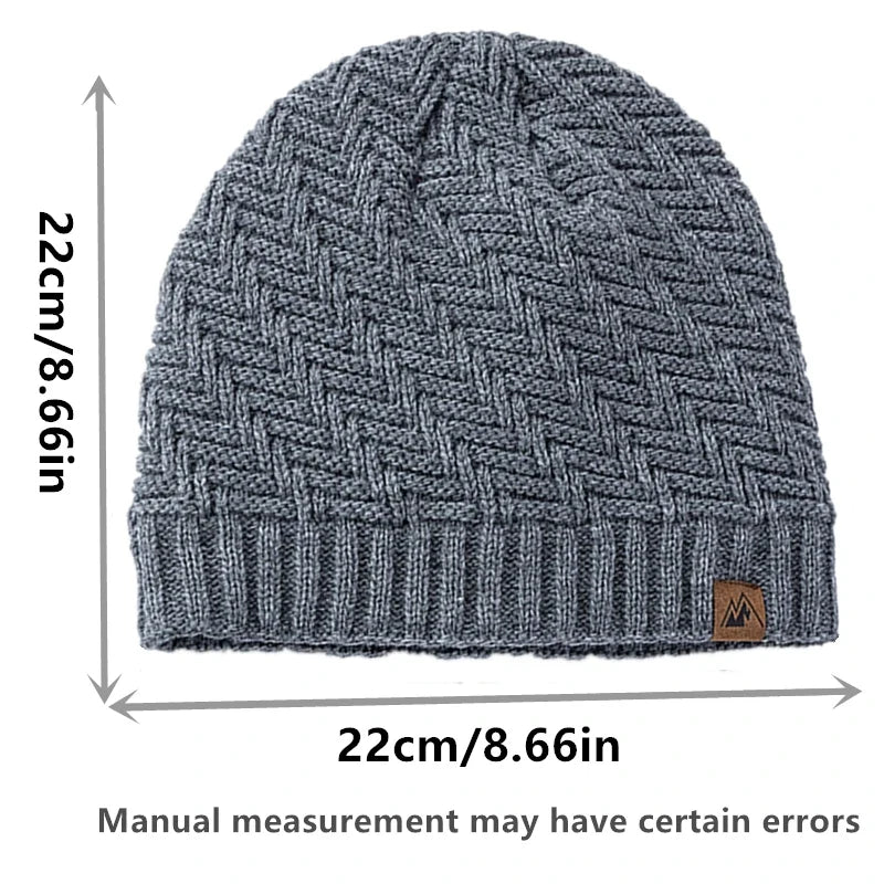 Unisex Peak Labal Winter Hat | Warm Knitted Beanie with Plush Fur Lining