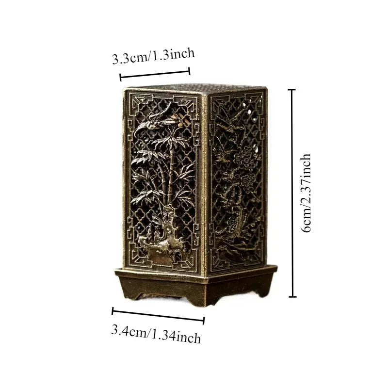 Square Vertical Incense Burner | Small Xiangyun Alloy Holder for Home Aromatherapy
