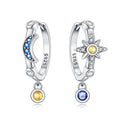 925 Sterling Silver Star Moon Hoop Earrings | Fine Jewelry Gift for Women