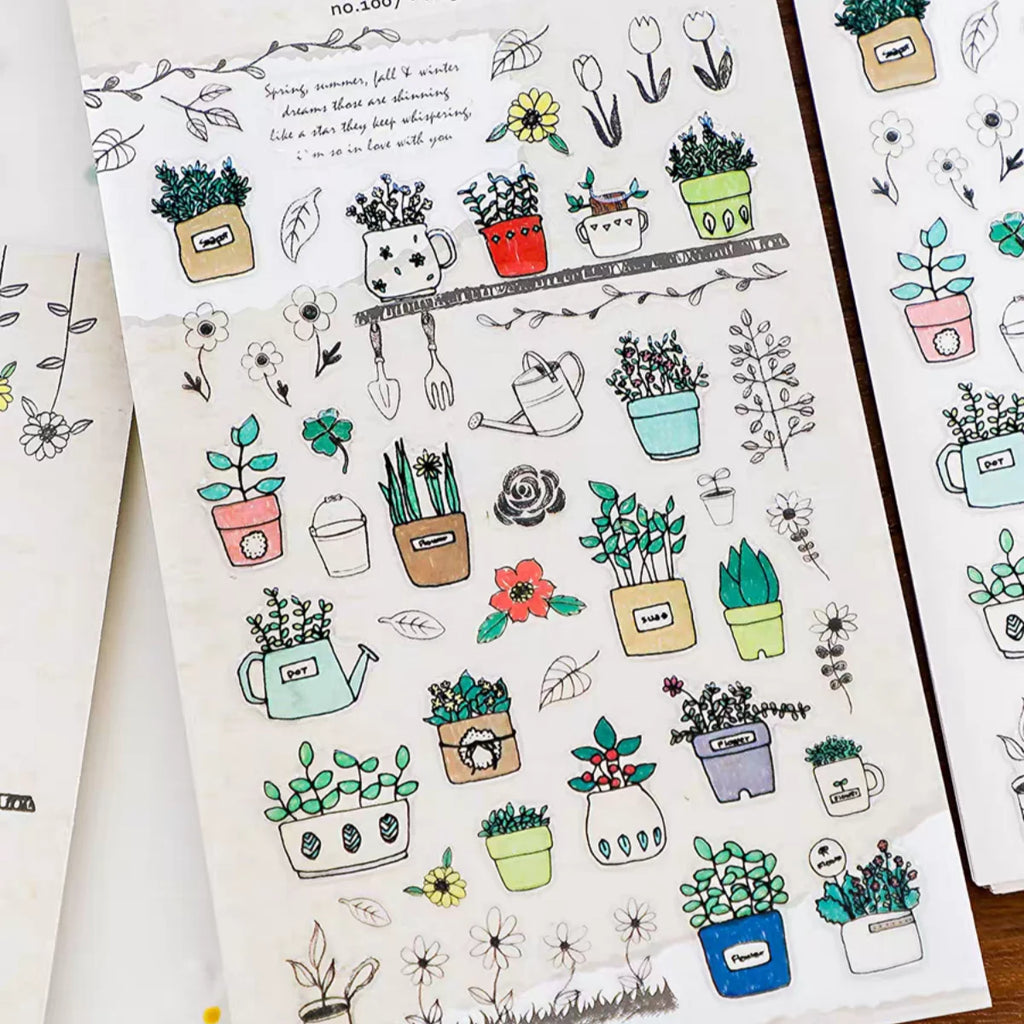 Suatelier Potted Plant PVC Stickers | Korean Import DIY Scrapbooking Set
