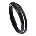 Multi Layer Braided Rope Bracelet for Men | Classic Handmade PU Leather Wristband with Magnetic Buckle