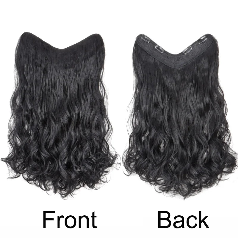 20Inch Synthetic Wavy Curly Clip in Hair Extensions | Heat Resistant Black Blonde Hairpiece for Women