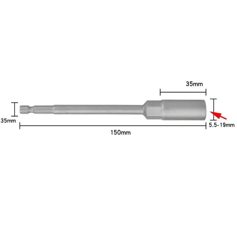 Electric Drill Socket Bit Set 150mm | Hex Nut Driver Adapter for Impact Drills
