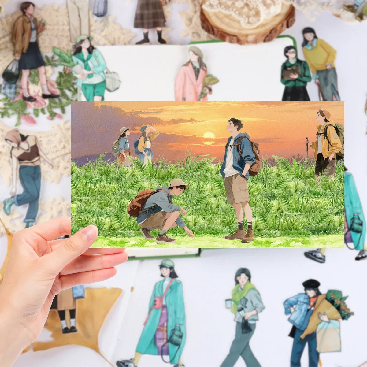 PET Grass Plant Landscape Tape | Decorative Adhesive Tape for Scrapbooking and Junk Journal Crafts