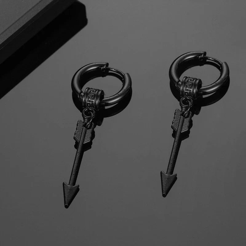 Vintage Punk Stainless Steel Stud Earrings for Men Women | 1 Pair Black Earrings Set