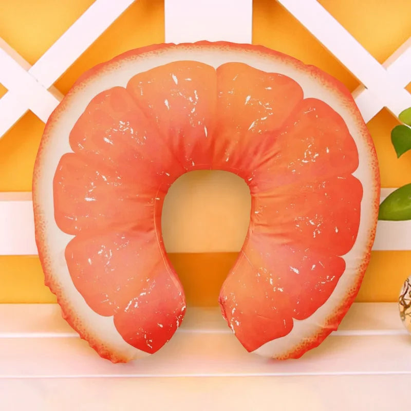 U Shaped Inflatable Neck Pillow | Fun Travel Cushion with Frog Strawberry Rainbow Design