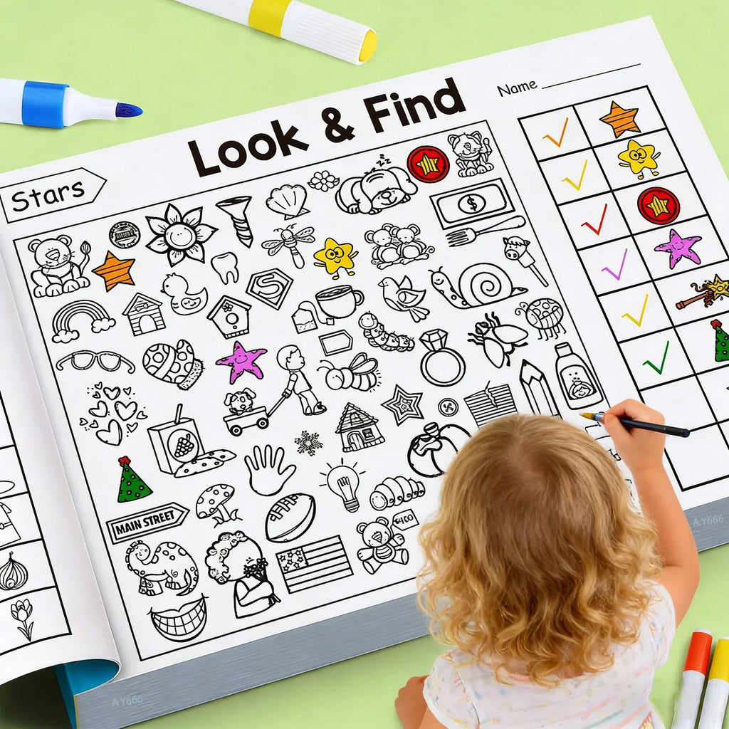 Look and Find Hidden Object Coloring Book | Interactive Seek and Find Activity Workbook for Kids