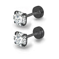 Round Crystal Zircon Stainless Steel Stud Earrings | 4 Color Fashion Non-Allergic Earrings