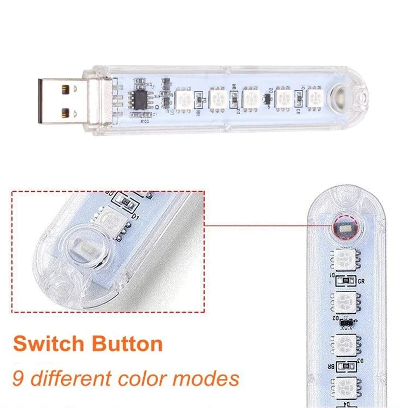 Mini USB LED Book Light | RGB Ultra Bright Reading Lamp with 3 Brightness Levels