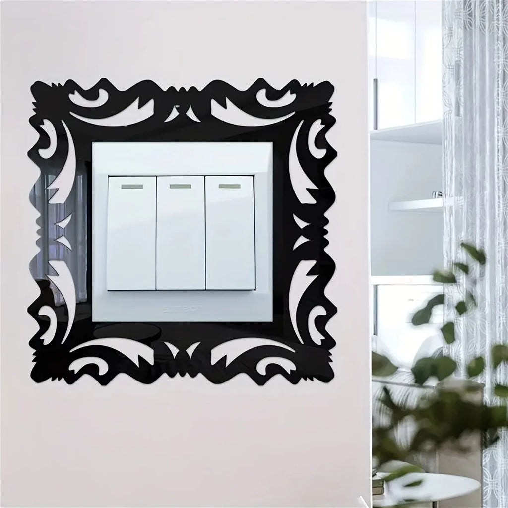 Mirror Style Switch Decals | 4 Pack Decorative Wall Stickers for Living Room