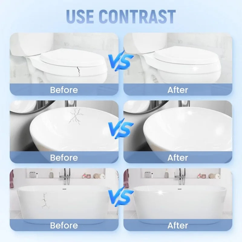 White Porcelain Repair Kit | Ceramic Repair Paste for Tubs, Tiles, Toilets, and Sinks