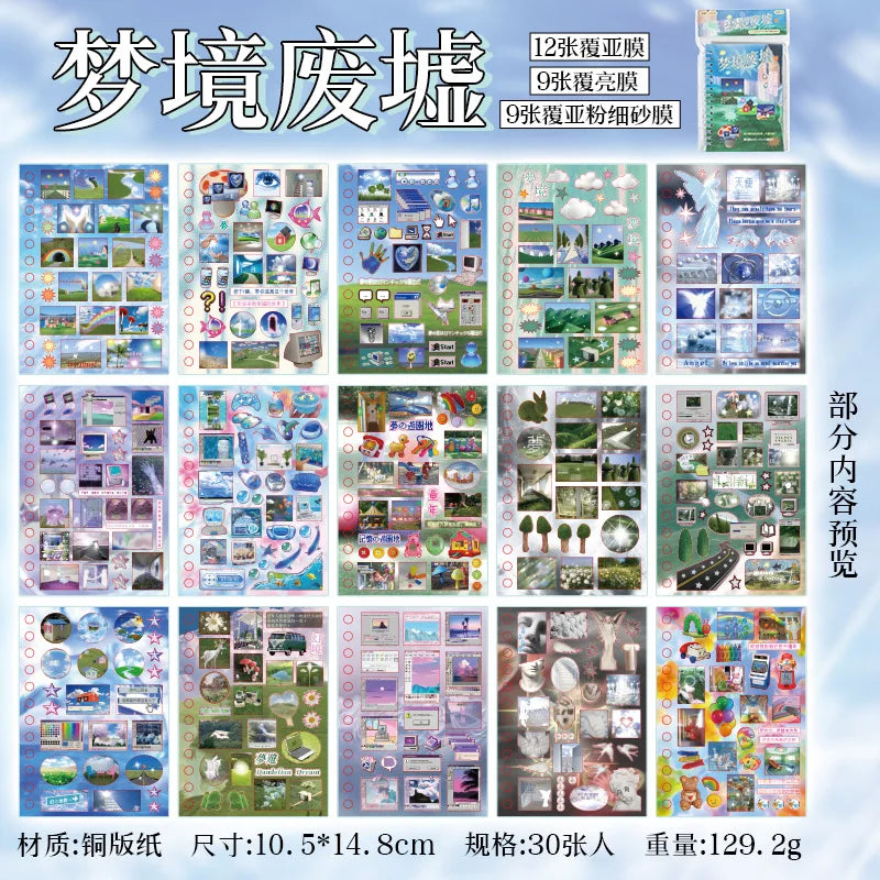 Mr. Paper Time Reshaping Cut Film Sticker Book | 30pcs Coil Design for DIY Scrapbook Notebook Cup Journal Decoration