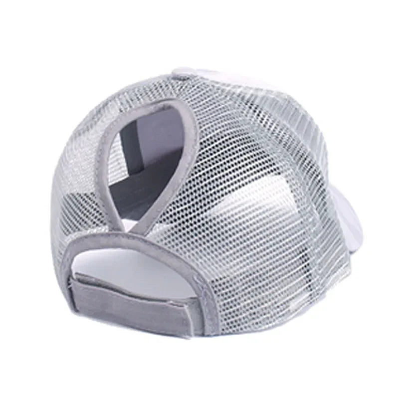 Camouflage Mesh Trucker Hat for Women | Snapback Cap with Ponytail Hole