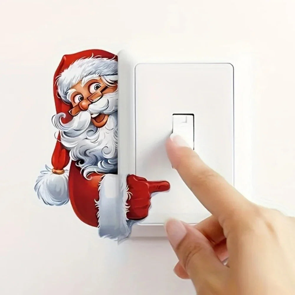 Santa Claus and Snowman Christmas Switch Sticker | Festive Self-Adhesive Wall Decal