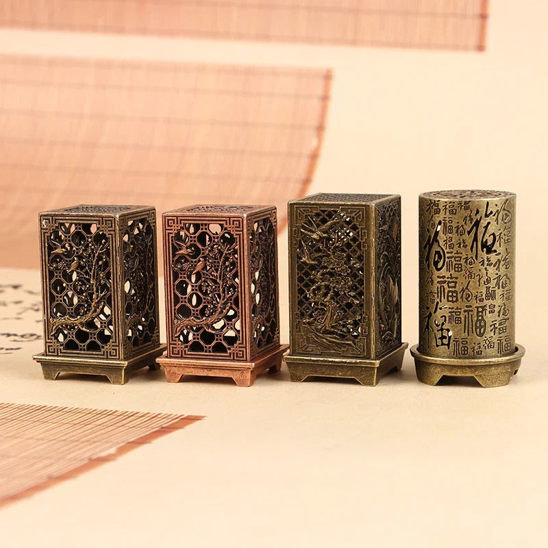 Square Vertical Incense Burner | Small Xiangyun Alloy Holder for Indoor Aromatherapy