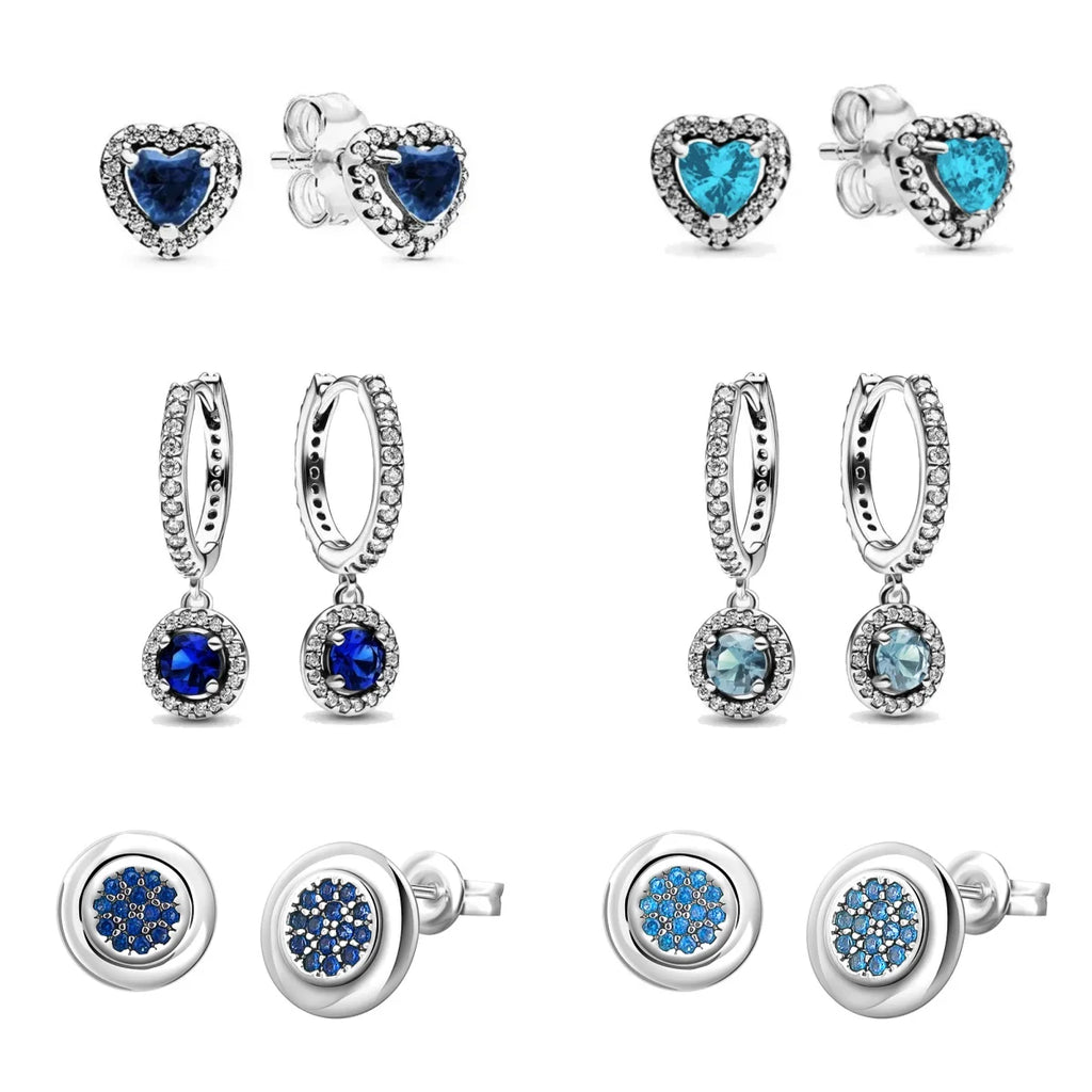 925 Sterling Silver Heart Shaped Zircon Earrings | Charming Girls Jewelry Gift