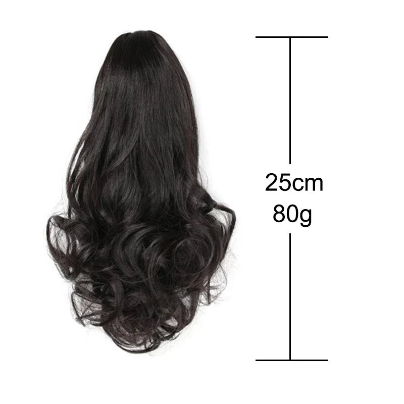 10Inch Short Wavy Curly Ponytail Hair Extension | Clip-in Claw Clip Hairpiece for Women