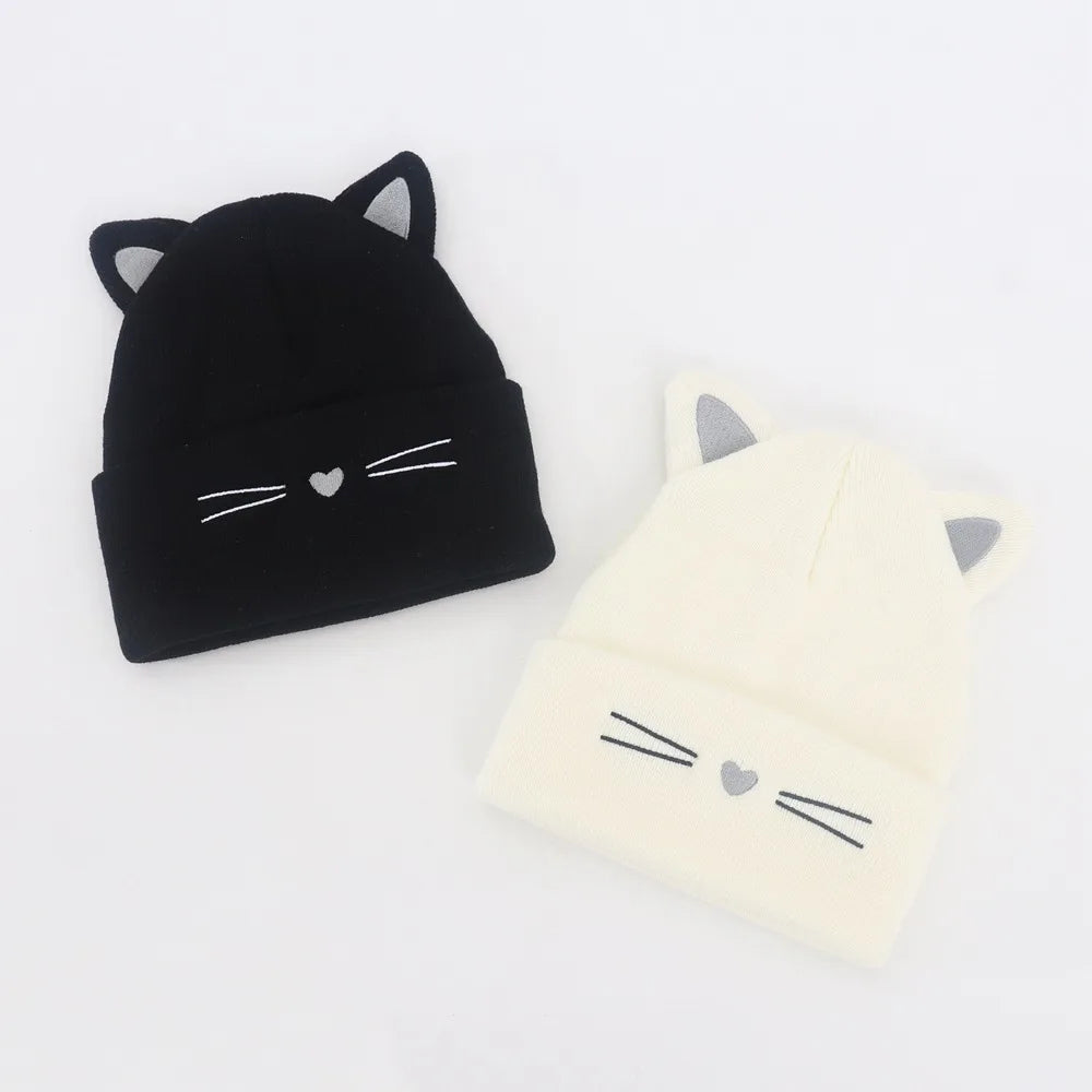 Baby Cartoon Cat Ears Knitted Hat | Warm Cotton Beanie for Toddlers