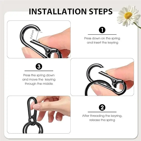 Metal Keychain Clip Hook Keyring | Double Loop Key Holder for Car Keys