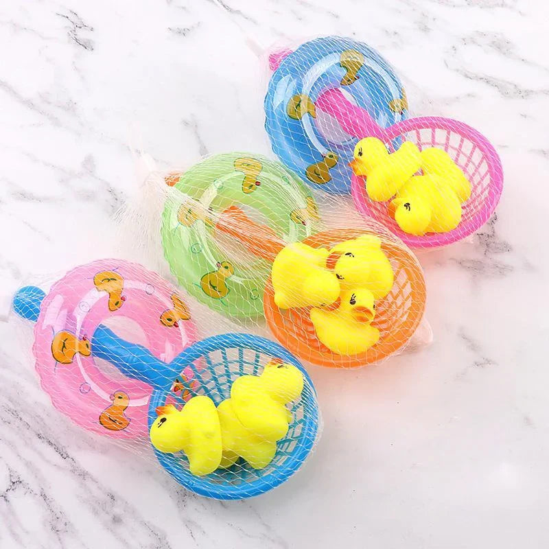 Bath Toy Set for Toddlers | Floating Duck Bath Toys with Fishing Net and Swimming Rings