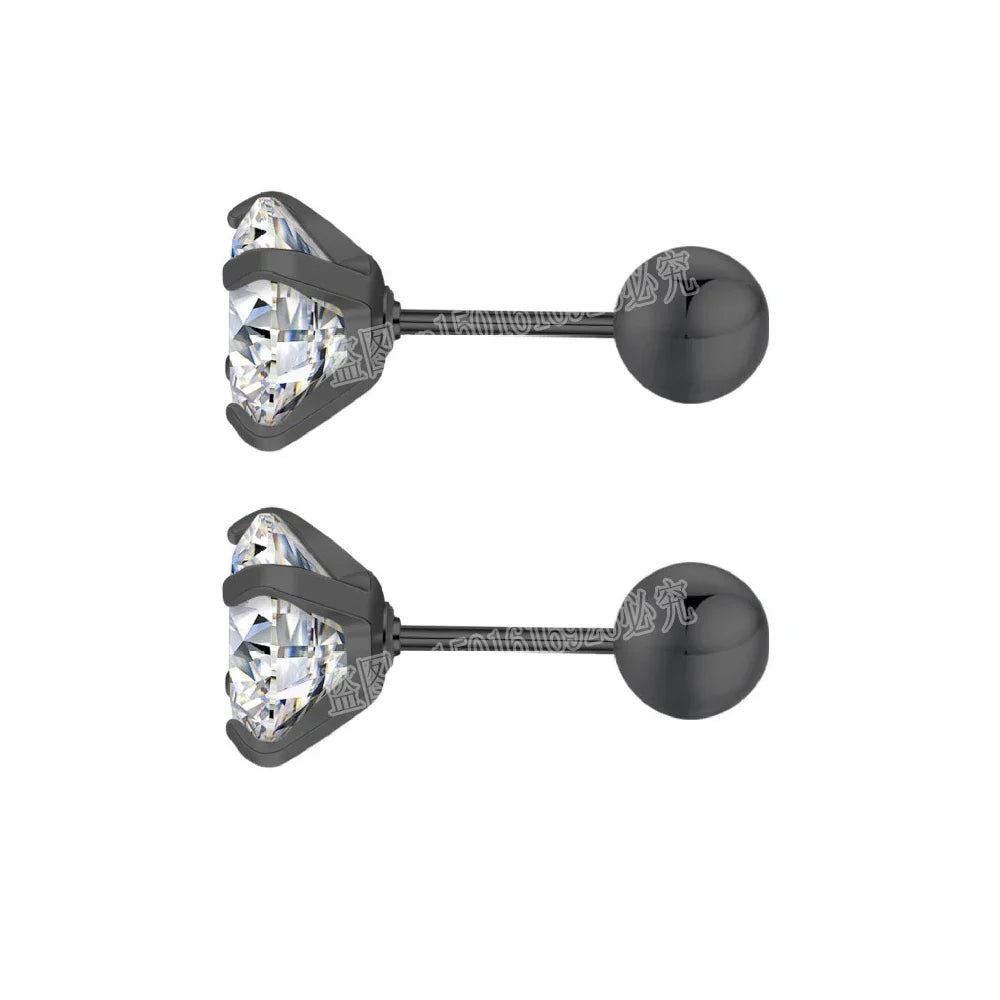 Stainless Steel Titanium Tragus Stud Earrings | 4 Prong Zircon Crystal Cartilage Jewelry