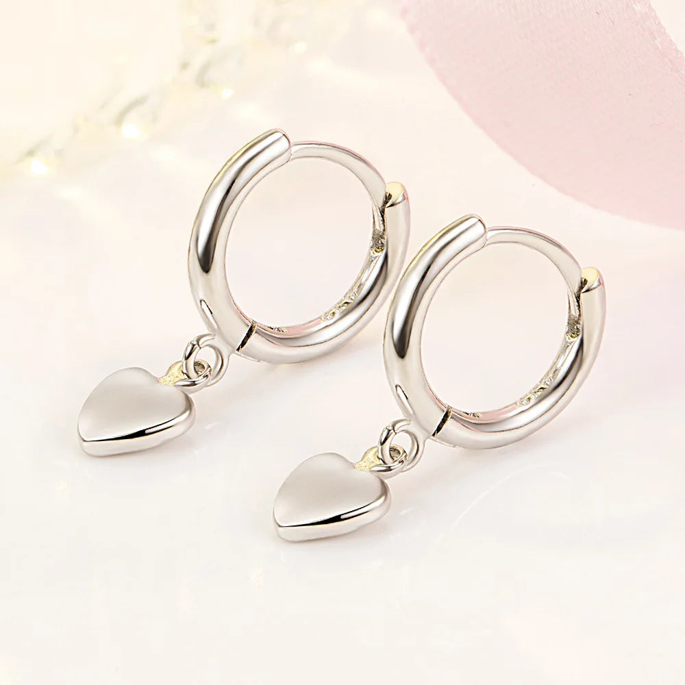925 Sterling Silver Heart Stud Earrings Set | Classic Fine Jewelry for Women