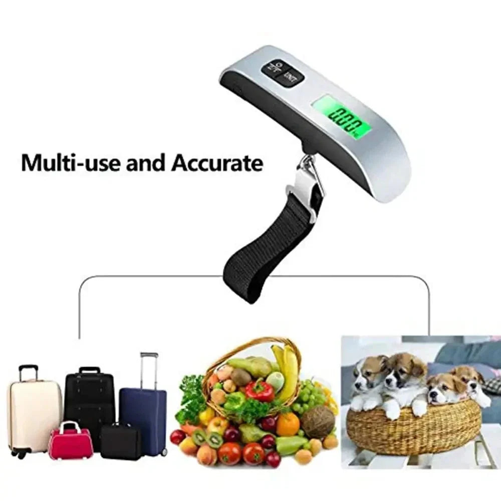 Portable Digital Luggage Scale | 110lb/50kg Travel Hanging Scale with LCD Display