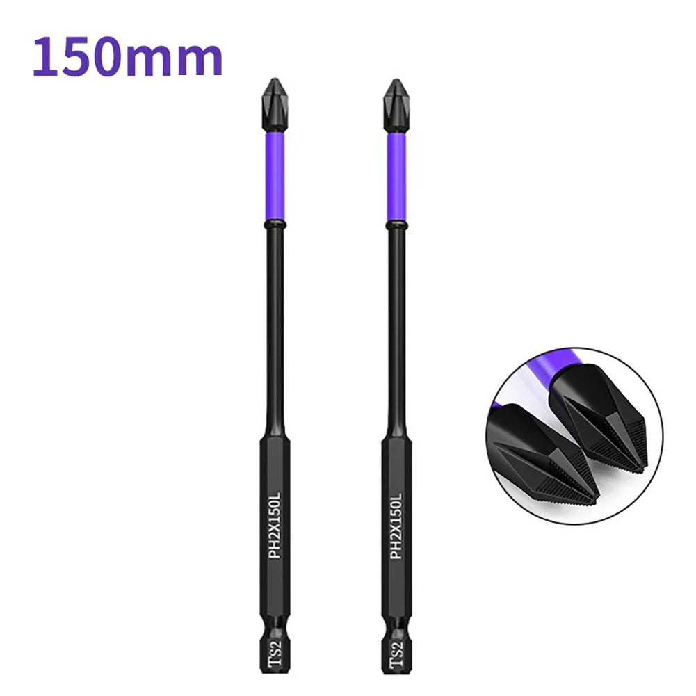 2pcs Non-slip PH2 Magnetic Cross Screwdriver Bits Set | Alloy Steel Hand Tool