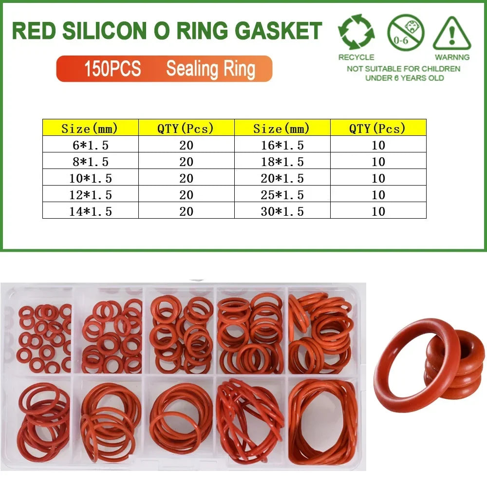 Red Silicone O-Ring Sealing Gasket | Food Grade VMQ Rubber Washer for Cooker