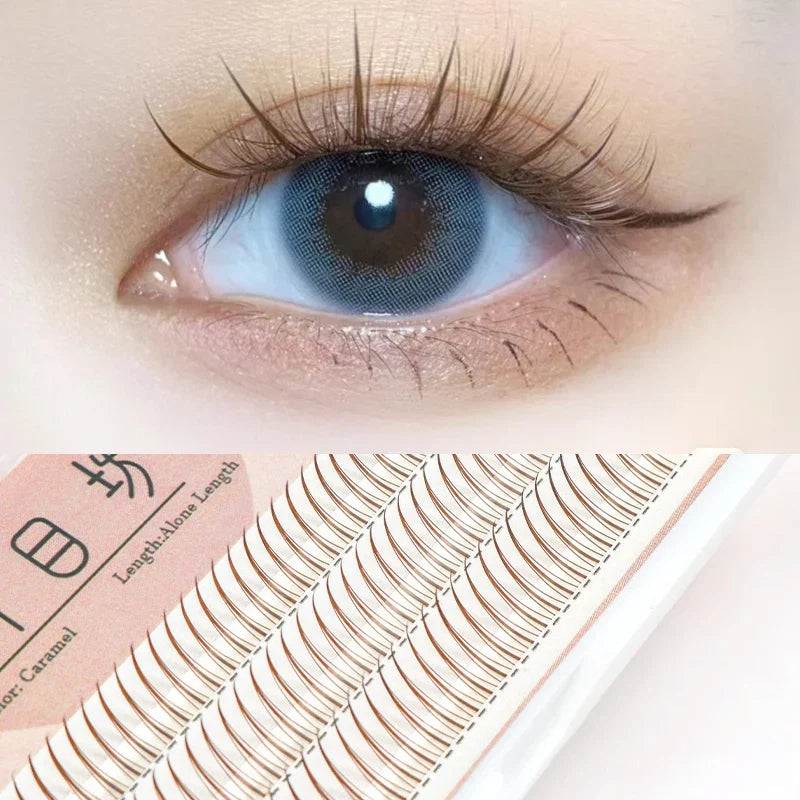 Brown Lashes A Type False Eyelashes 8-12mm | Natural Fairy Lash Clusters for Korean Makeup