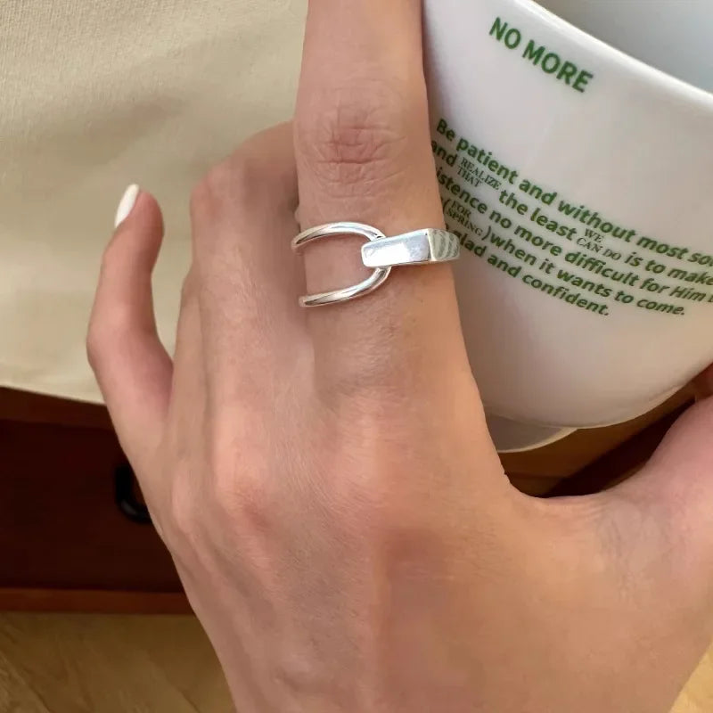 VENTFILLE 925 Sterling Silver Adjustable Rings | Vintage Hip Hop Couples Jewelry