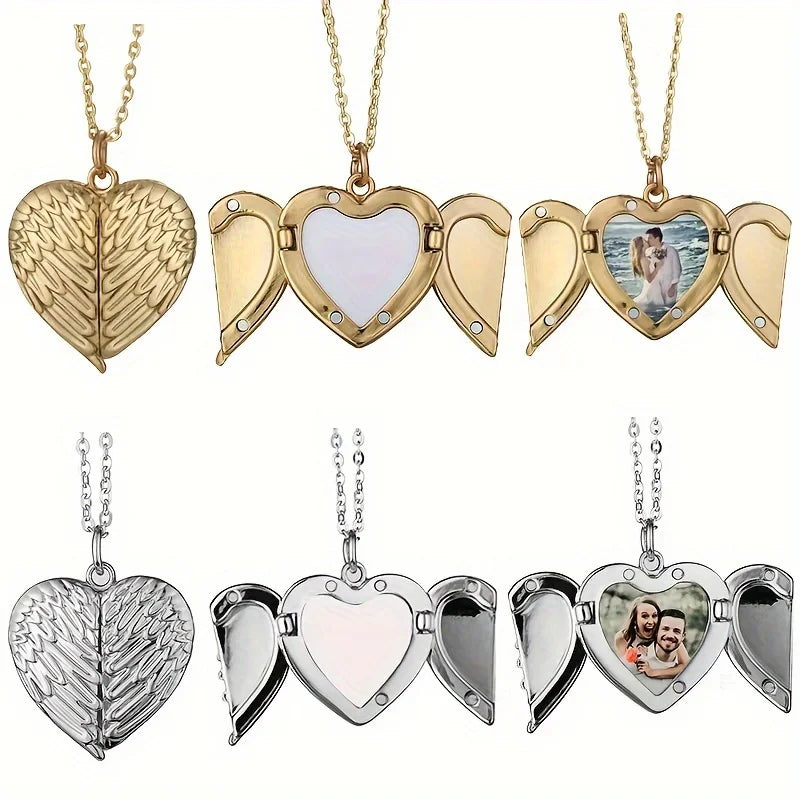 Custom Photo Pendant Necklace | Personalized Angel Wing Gift